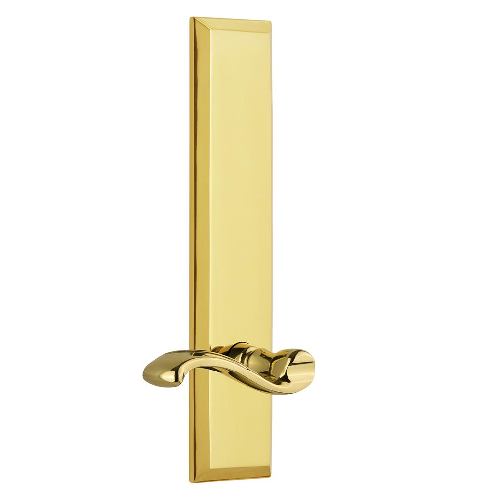 Grandeur by Nostalgic Warehouse FAVPRT Fifth Avenue Tall Plate Double Dummy with Portofino Lever in Polished Brass